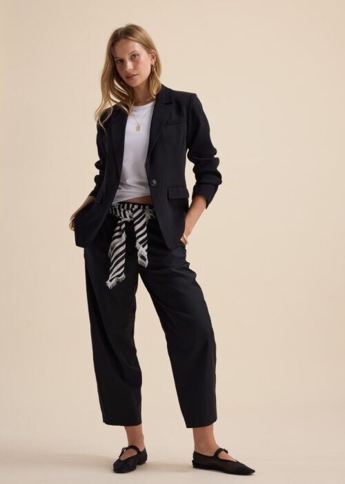 The Wool Blend Barrel Leg Pants