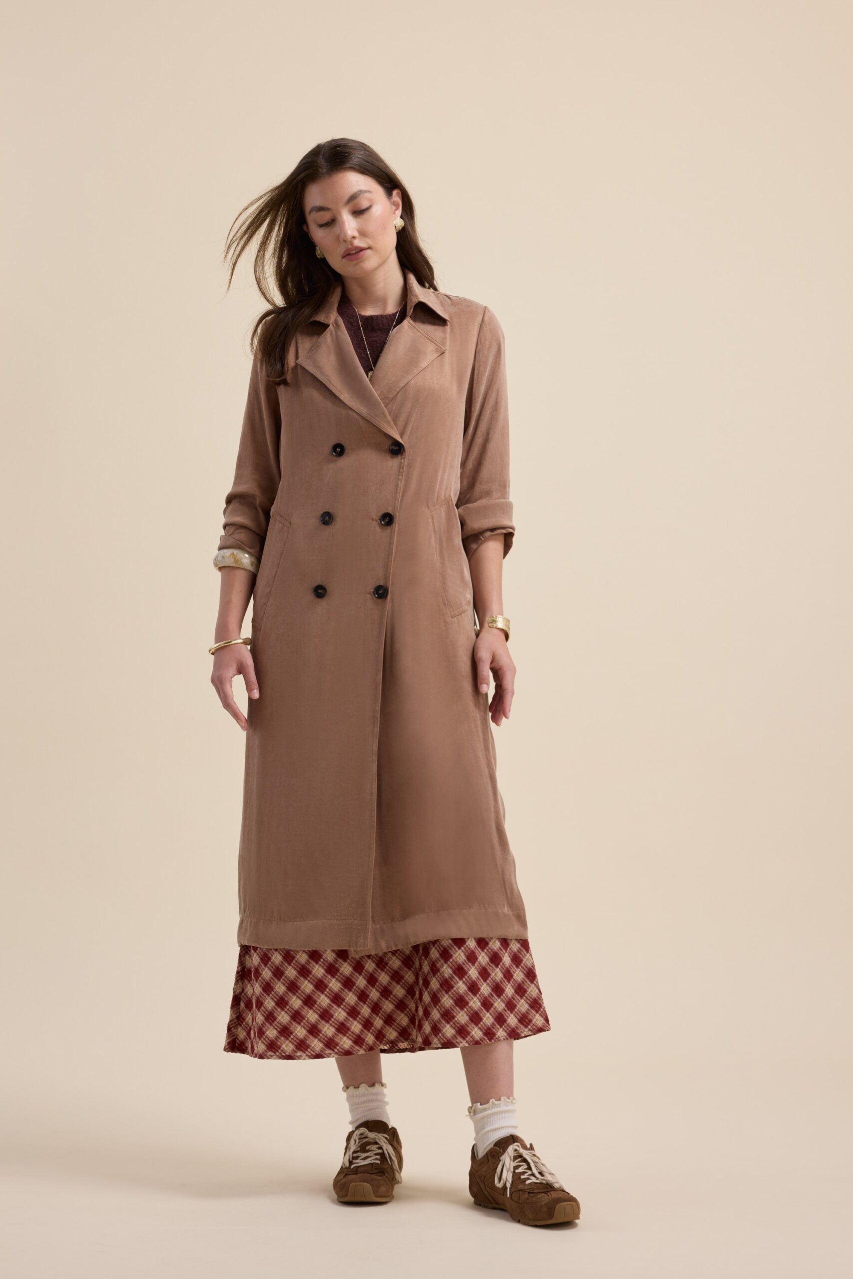 Brooke Draped Trench Coat - Image 3