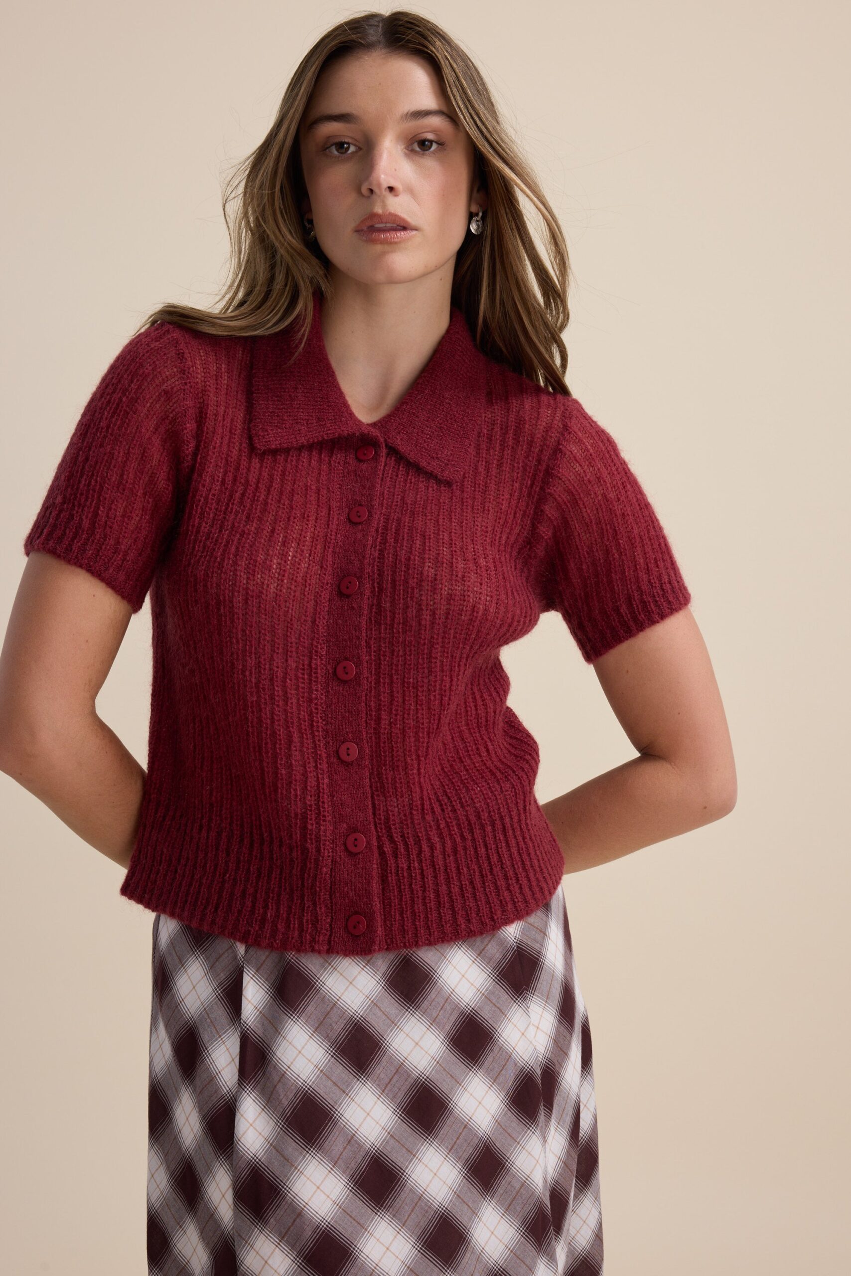 Cleo Button Front Knitted Top - Image 4